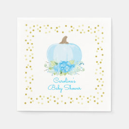 Servilleta De Papel Pequeña calabaza Baby Shower acuarela azul oro