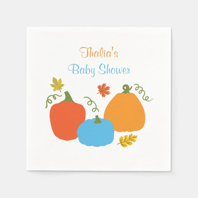 Servilleta De Papel Pequeña Calabaza Baby Shower Napkin (Anverso)