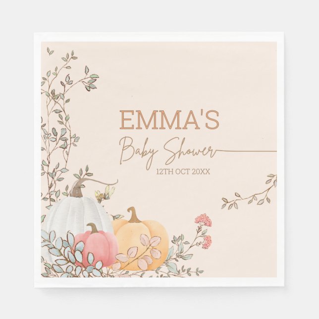 Servilleta De Papel Pequeña Calabaza Cae en el otoño de Baby Shower (Anverso)