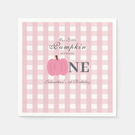 Servilleta De Papel Pequeña Calabaza Cae Pastel Rosa Primer Cumpleaños