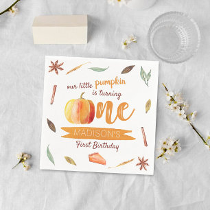 Servilleta De Papel Pequeña Calabaza Cae Primer Cumpleaños
