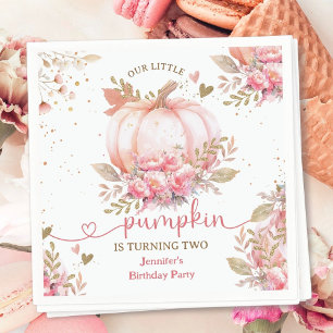 Servilleta De Papel Pequeña Calabaza Chica Floral Rosa Cae Segundo Cum