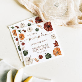 Servilleta De Papel Pequeña Calabaza En El Camino Cae En Baby Shower