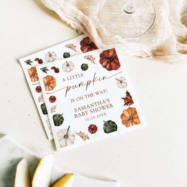 Servilleta De Papel Pequeña Calabaza En El Camino Cae En Baby Shower (Subido por el creador)