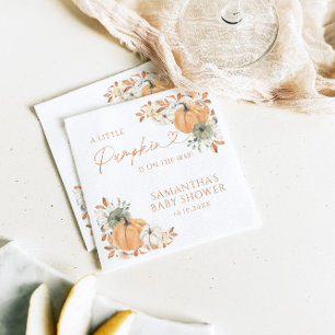 Servilleta De Papel Pequeña Calabaza En El Camino Cae En Baby Shower