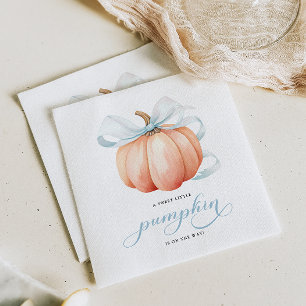 Servilleta De Papel Pequeña calabaza en el camino de Baby Shower azul