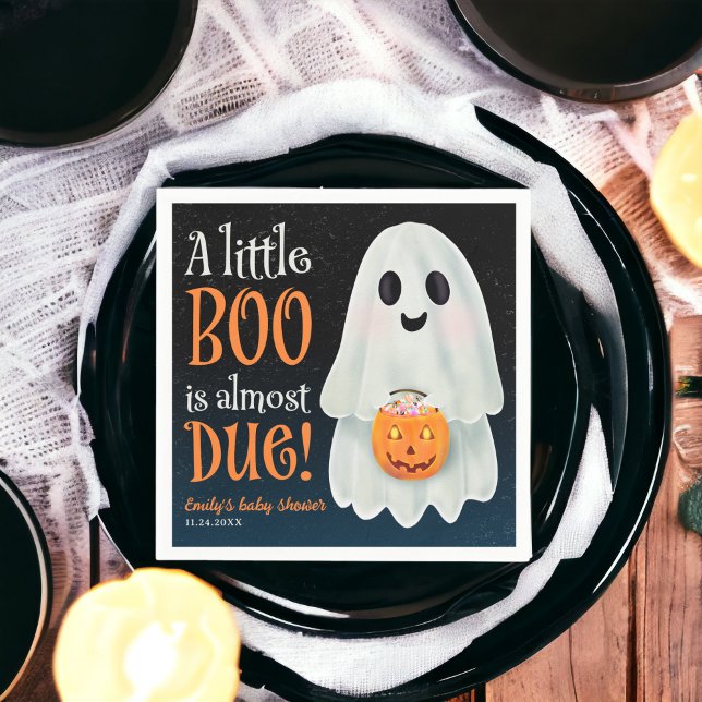 Servilleta De Papel Pequeña calabaza fantasma Ducha de bebé Halloween (Little boo ghost pumpkin Halloween baby shower Napkins)