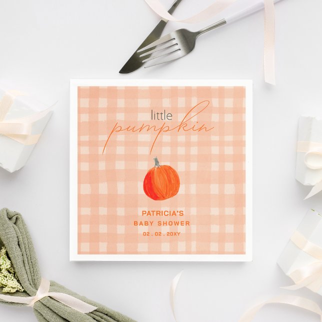 Servilleta De Papel Pequeña calabaza Género Neutral Caída Baby Shower (Little Pumpkin Gender Neutral Fall Baby Shower Napkins)