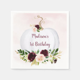 Servilleta De Papel Pequeña Calabaza Oro Rosa Borgoña Cumpleaños