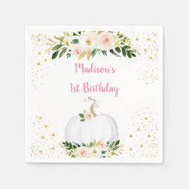 Servilleta De Papel Pequeña Calabaza Oro Rosa Cumpleaños