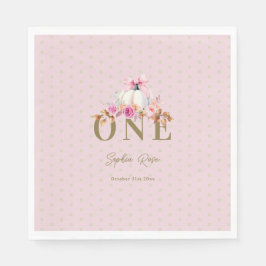 Servilleta De Papel Pequeña Calabaza Rosas De Bow Rosado Dots 1º Cumpl