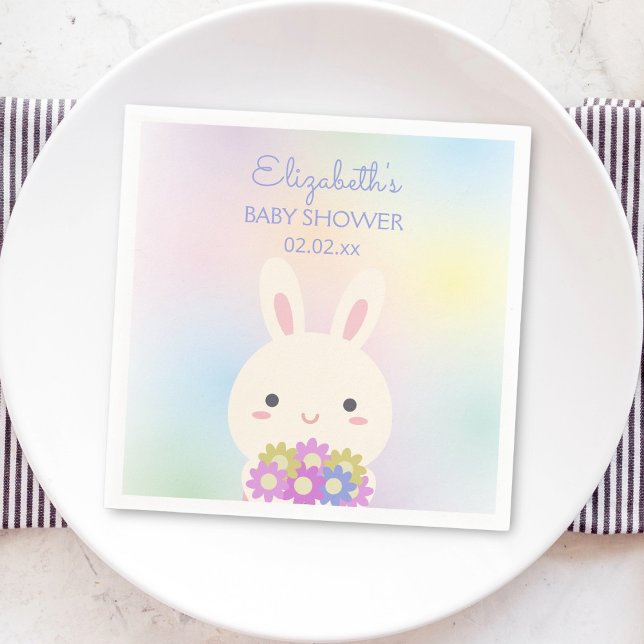 Servilleta De Papel Pequeña conejita y flores bebé Fiesta de ducha (Subido por el creador)