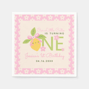 Servilleta De Papel Pequeña Cumpleañera Fruta de Limón Rosa Fiesta de