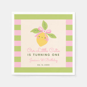 Servilleta De Papel Pequeña Cumpleañera Limón Fruta Retro 1er Cumpleañ