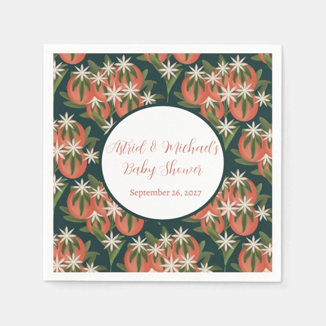 Servilleta De Papel Pequeña Cutie Clementine Green Neutral Baby Shower (Anverso)