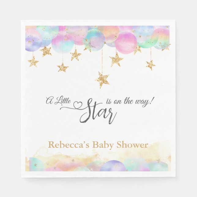 Servilleta De Papel Pequeña estrella boba el arcoiris Baby Shower (Anverso)