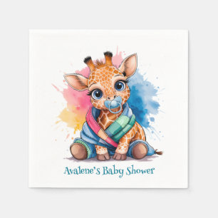 Servilleta De Papel Pequeña Giraffe Pacificador y Baby Shower abierto