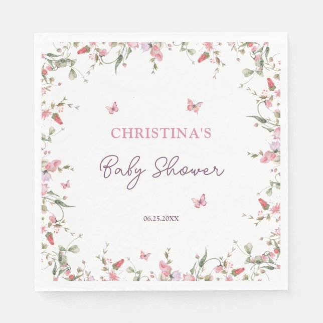 Servilleta De Papel Pequeña mariposa acuática Baby Shower (Anverso)