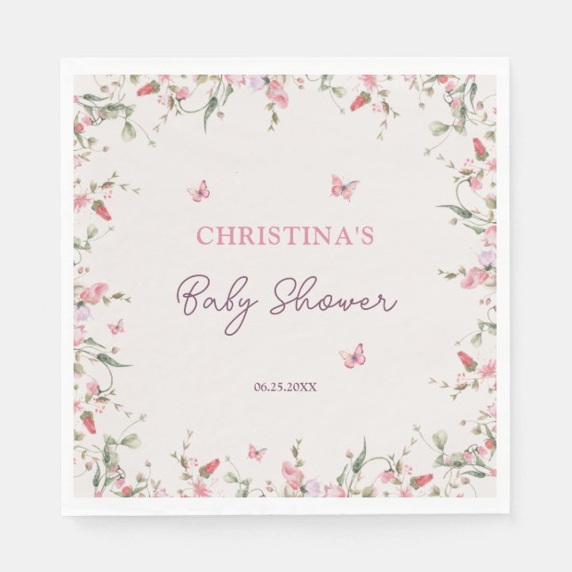 Servilleta De Papel Pequeña mariposa acuática Baby Shower (Anverso)