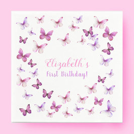 Servilleta De Papel Pequeña Mariposa Primer Nacimiento Niña