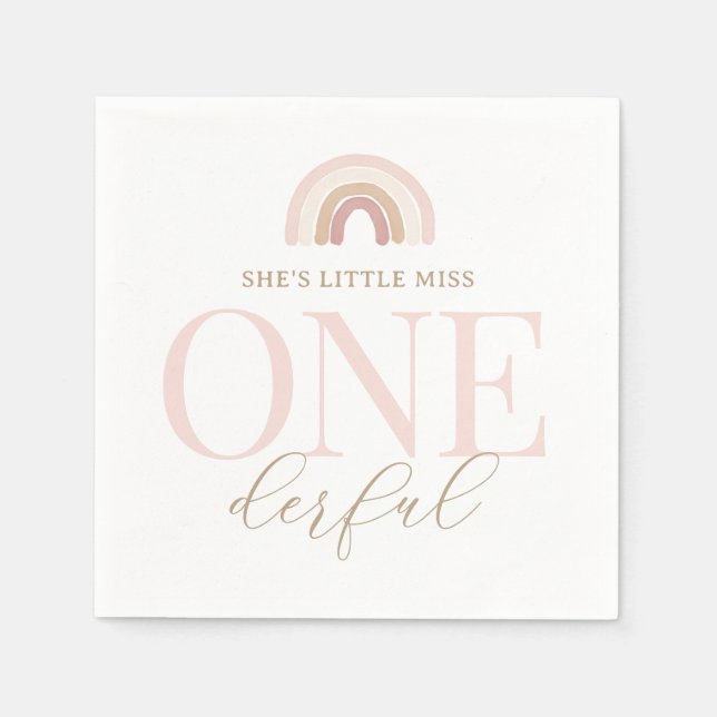 Servilleta De Papel Pequeña Miss Maravilloso Boho Aniversario del Arco (Anverso)