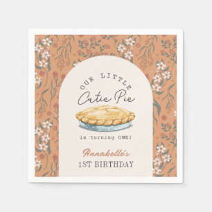 Servilleta De Papel Pequeña Naranja de Cutie Pie Floral Primer cumplea