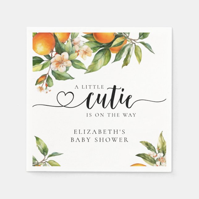 Servilleta De Papel Pequeña Naranja de vegetación cutie Baby Shower (Anverso)