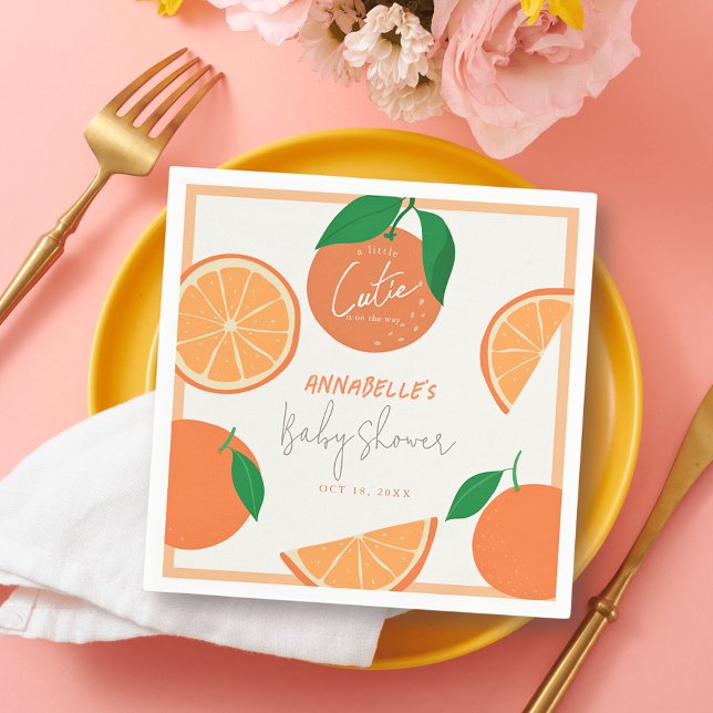 Servilleta De Papel Pequeña Naranja moderna Baby Shower (Subido por el creador)