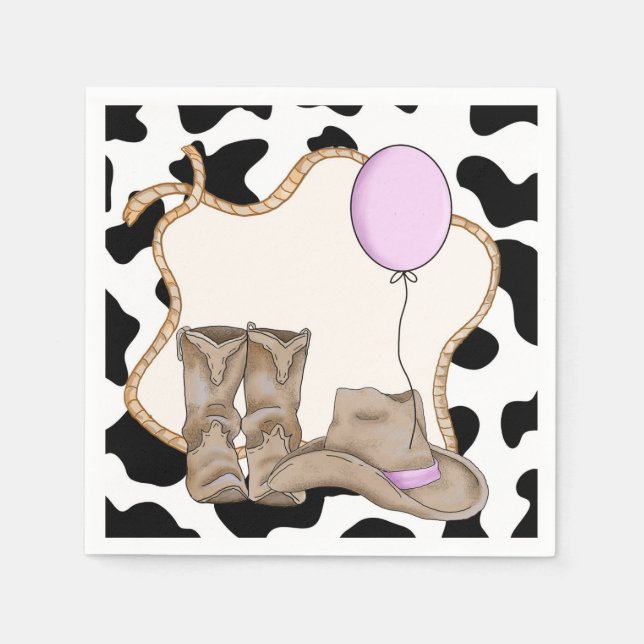 Servilleta De Papel Pequeña Niña Rodeo Tema Napkins Cumpleaños (Anverso)