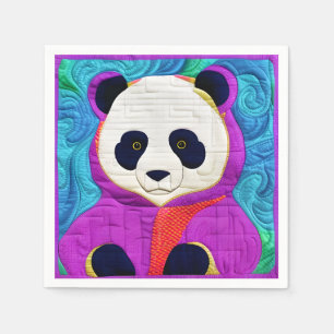 Servilleta De Papel Pequeña Panda Adorable - Diseño Cuiltado