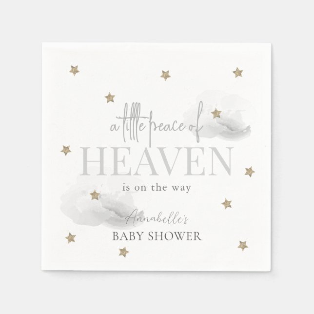 Servilleta De Papel Pequeña paz del cielo gris Baby Shower (Anverso)
