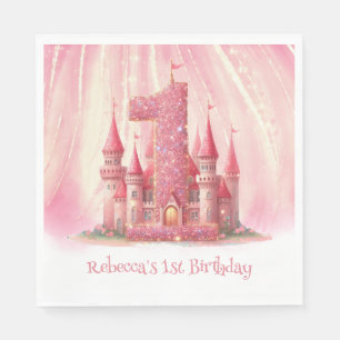 Servilleta De Papel Pequeña Princesa Castillo Rosa Primer Cumpleaños