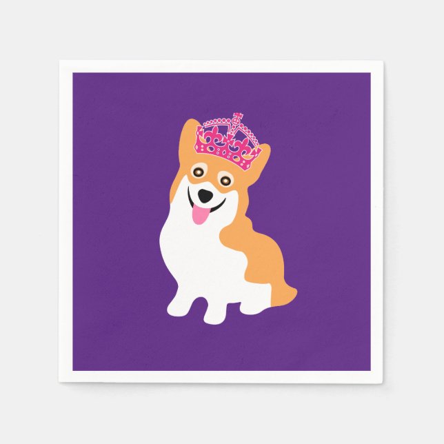 Servilleta De Papel Pequeña princesa de corgi con corona rosa (Anverso)