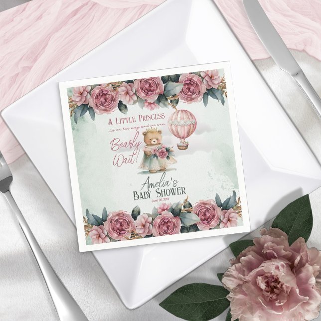 Servilleta De Papel Pequeña Princesa Osa Bearly Wait Chica Baby Shower (Subido por el creador)