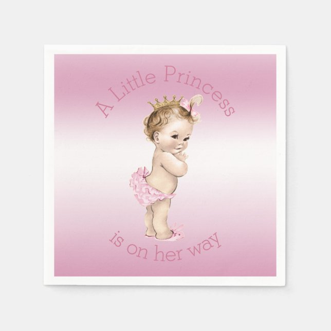 Servilleta De Papel Pequeña Princesa Rosa Baby Shower (Anverso)