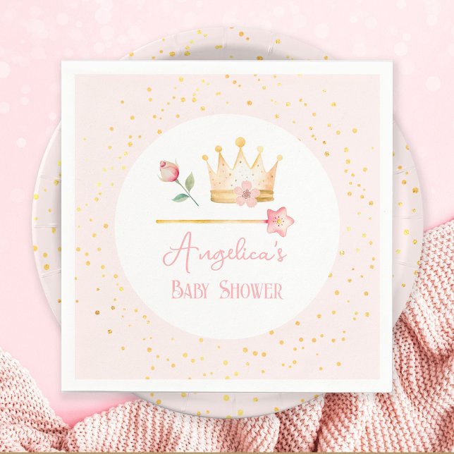 Servilleta De Papel Pequeña Princesa Rosa Real Baby Shower (Subido por el creador)