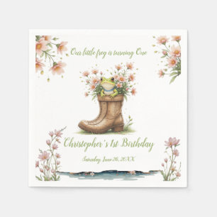 Servilleta De Papel Pequeña rana personalizada Froggie primer cumpleañ