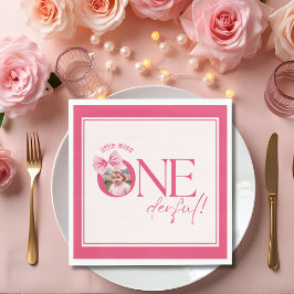 Servilleta De Papel Pequeña señorita florida de Bow rosa Un cumpleaños