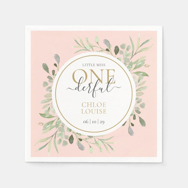 Servilleta De Papel Pequeña Señorita ONEderful Elegante Primer Cumplea (Anverso)