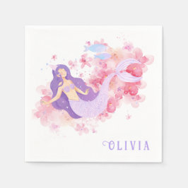 Servilleta De Papel Pequeña sirena rosa bajo el mar para niñas pequeña