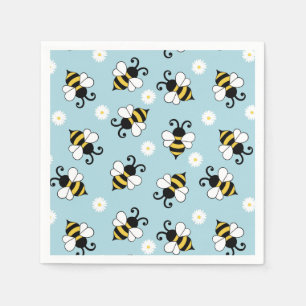 Servilleta De Papel Pequeñas abejas y flores de margarita