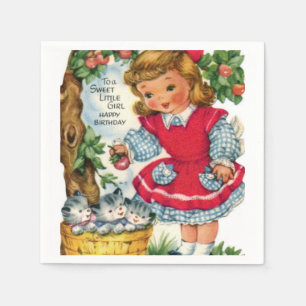 Servilleta De Papel Pequeñas Chicas Vintage Nápoles de papel de cumple