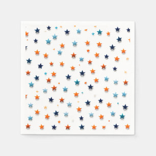 Servilleta De Papel Pequeñas estrellas azules y naranjas: servilletas 