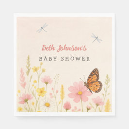 Servilleta De Papel Pequeñas Napkins Baby Shower con flores silvestres