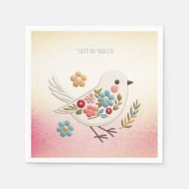 Servilleta De Papel Pequeñas Nápoles Florales de Ave Blanca