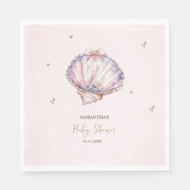 Servilleta De Papel Pequeñas Perlas Conchas Diamantes Puntos Fiesta de (Anverso)