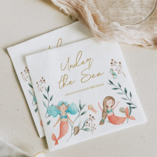 Servilleta De Papel Pequeñas sirenas bajo el mar