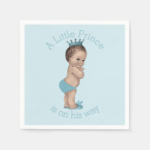 Servilleta De Papel Pequeño azul de príncipe Baby Shower del vintage