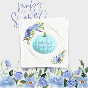 Servilleta De Papel Pequeño Baby Shower de calabaza azul