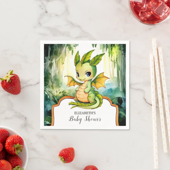 Servilleta De Papel Pequeño Baby Shower de dragón encantado (In situ)